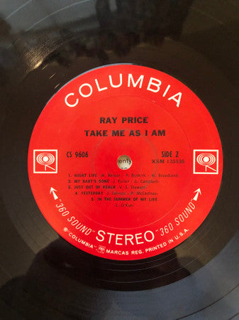 RAY PRICE Take Me As I Am Columbia LP (US) CS 9606 M-/VG Some Shelf Wear