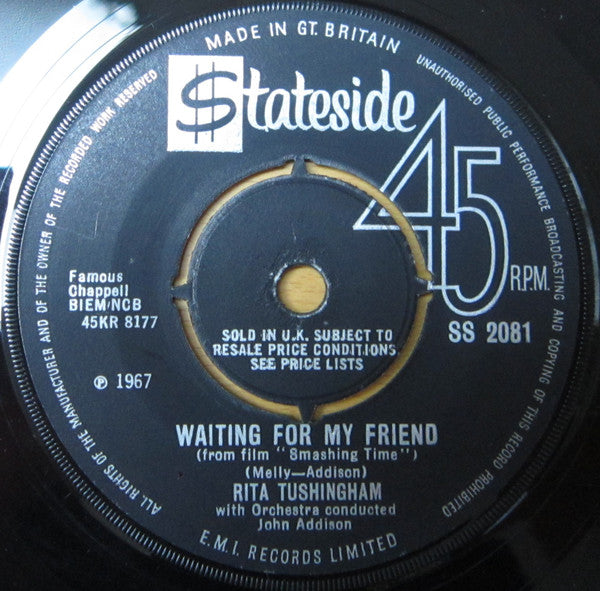RITA TUSHINGHAM LYNN REDGRAVE Smashing Time C/w Waiting For My Freind Stateside 7" SS2081 VG+