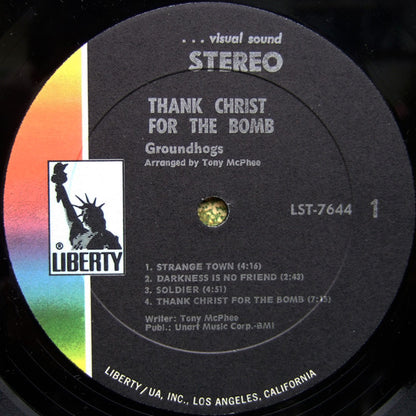 GROUNDHOGS Thank Christ For The Bomb Liberty LP (US) LST-7644 Strong VG+/VG