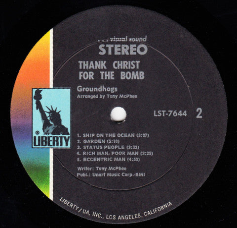 GROUNDHOGS Thank Christ For The Bomb Liberty LP (US) LST-7644 Strong VG+/VG