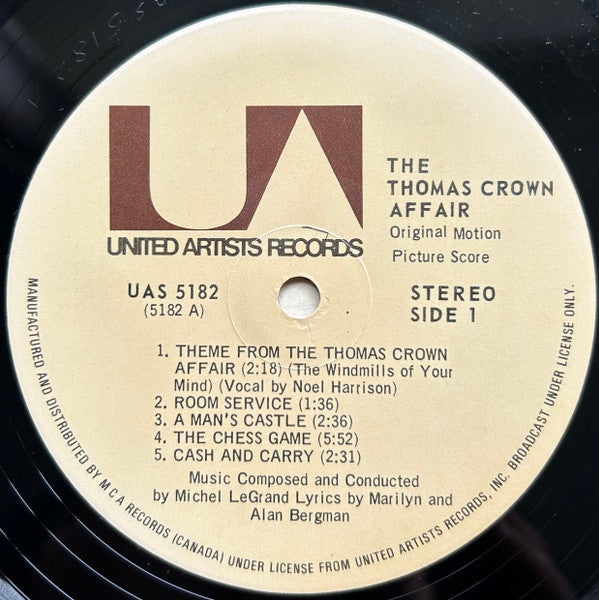 Michel Legrand ‎The Thomas Crown Affair UA (USA) LP UAS5182 VG+/VG+