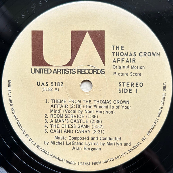 MICHEL LEGRAND The Thomas Crown Affair United Artists LP UAS5182 1968 VG+/VG+
