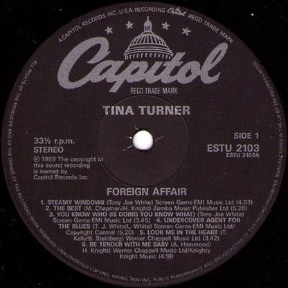 TINA TURNER Foreign Affair Capitol Records ESTU 2103 M-/VG+ Cracking Copy!