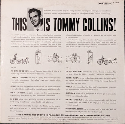 TOMMY COLLINS This Is Tommy Collins Capitol Records Mono LP (US) T-1196 VG+/VG+