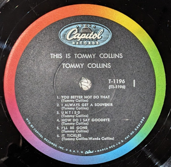 TOMMY COLLINS This Is Tommy Collins Capitol Records Mono LP (US) T-1196 VG+/VG+