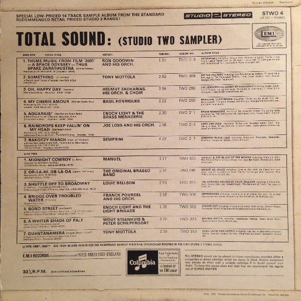 Various Total Sound Columbia LP Sampler STWO 4