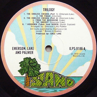 EMERSON LAKE & PALMER Trilogy Island LP ILPS 9186 Tinsley Robor Press M-/VG+