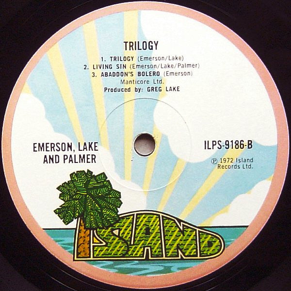 EMERSON LAKE & PALMER Trilogy Island LP ILPS 9186 Tinsley Robor Press M-/VG+