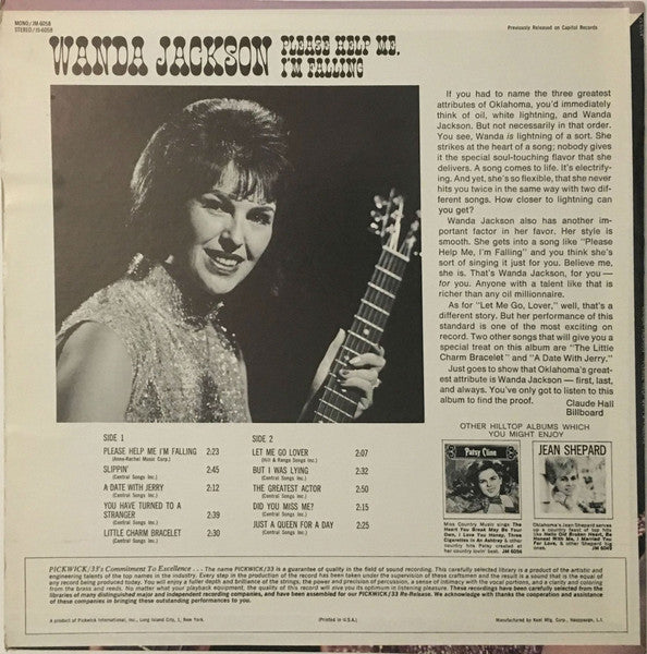 WANDA JACKSON Please Help Me I'm Falling Hilltop Records (US) JS-6058 M-/VG+