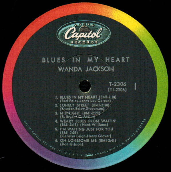 WANDA JACKSON Blues In My Heart Capitol Records Mono LP T-2306 Scranton Pressing VG+/VG+