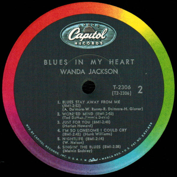 WANDA JACKSON Blues In My Heart Capitol Records Mono LP T-2306 Scranton Pressing VG+/VG+