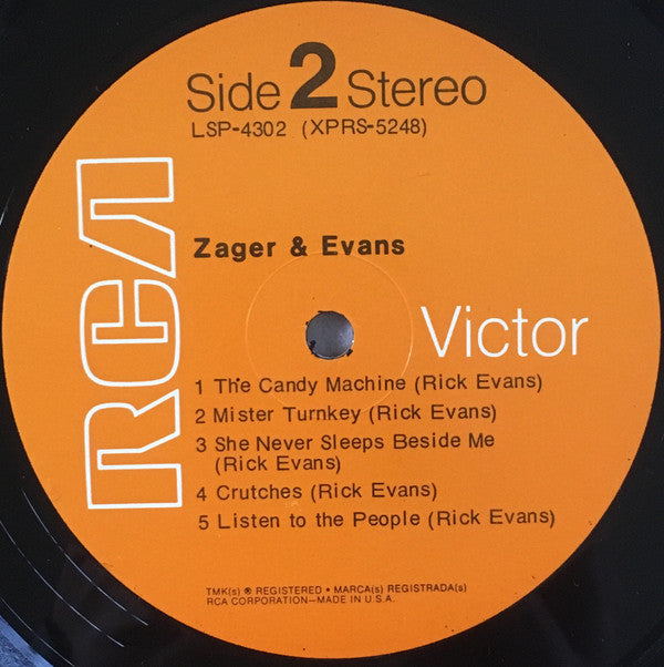 ZAGER & EVANS S/T (Zager & Evans) RCA Victor LP LSP4302 Still Sealed Small Deletion Punch